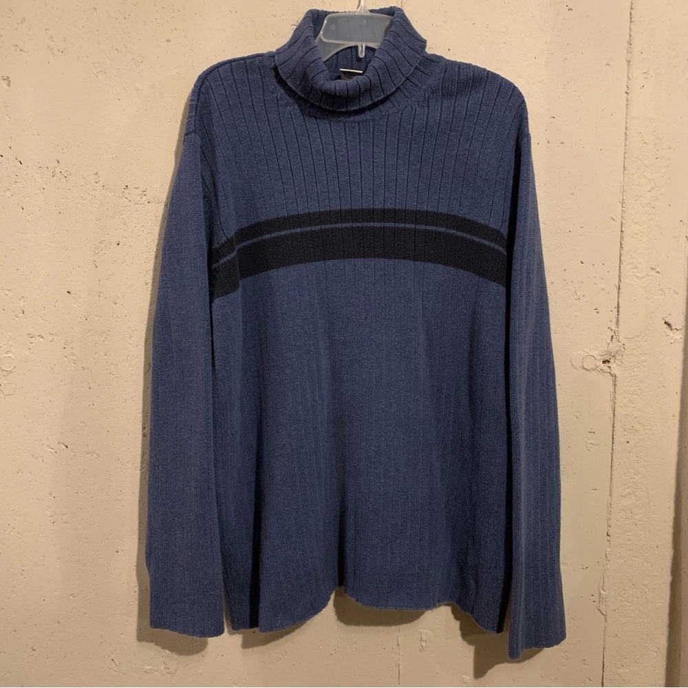 Vintage Turtleneck Sweater Long Sleeve Knit Pullover Blue Mens Size XXL